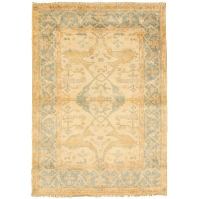 One-of-a-Kind Schum Hand-Knotted 2010s Ushak Beige 4'1" x 5'10" Wool Area Rug - Image 0