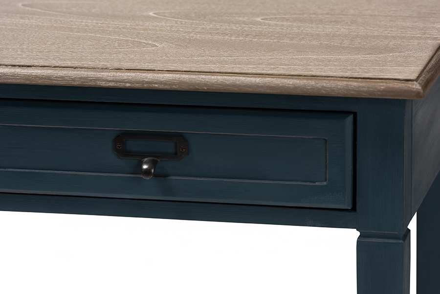 Dauphine French Provincial Spruce Blue Accent Writing Desk - Image 6