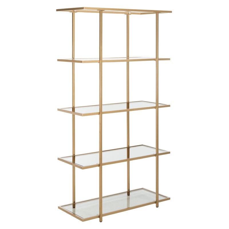 Francis 5-Tier Etagere Bookcase Color (Body/Shelves): Gold/Clear - Image 0
