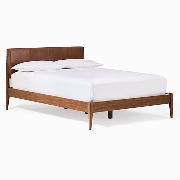 Modern Show Wood Bed, Single Box Queen, Saddle Leather Nut - Image 0