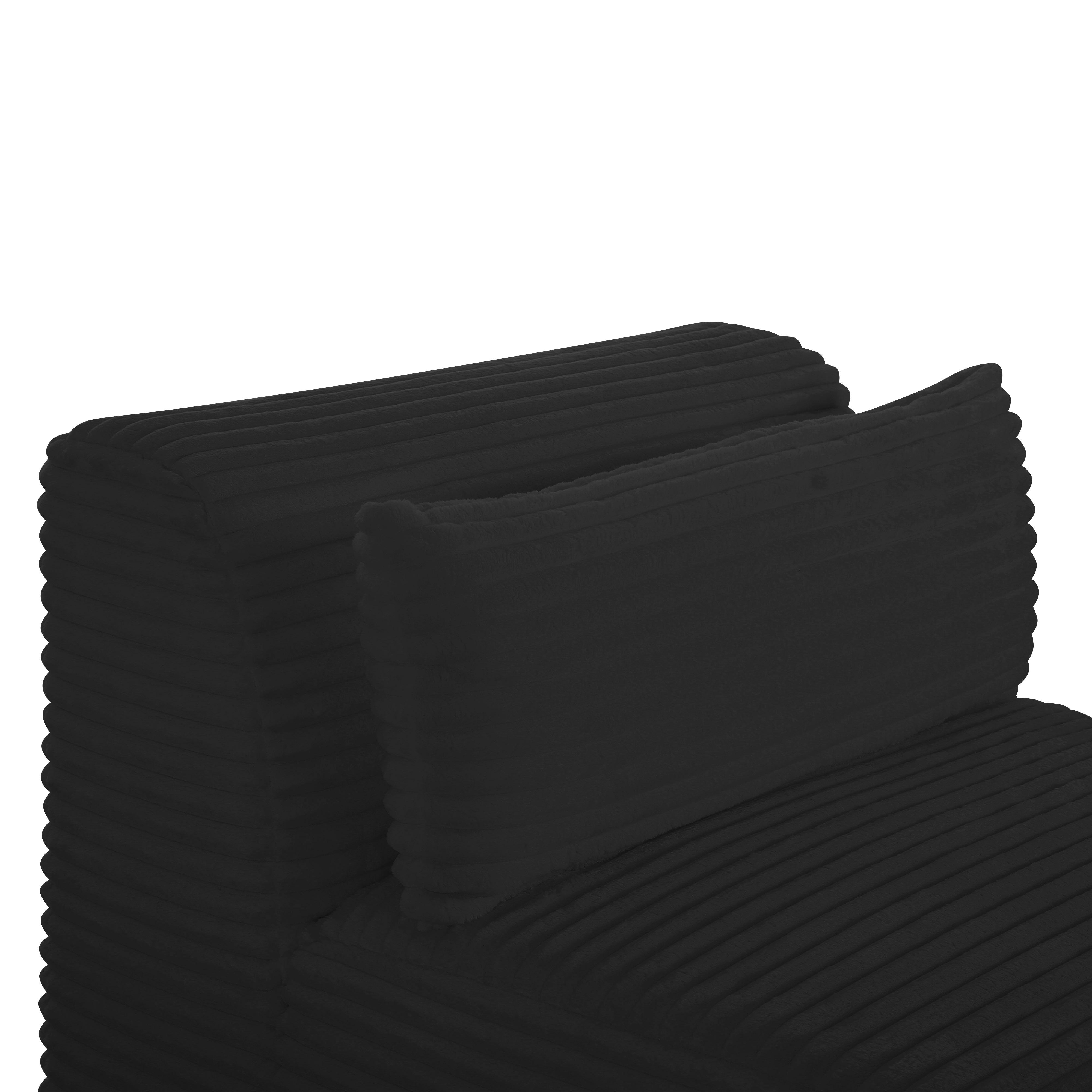 Tarra Fluffy Oversized Black Corduroy Modular Armless Chair - Image 4