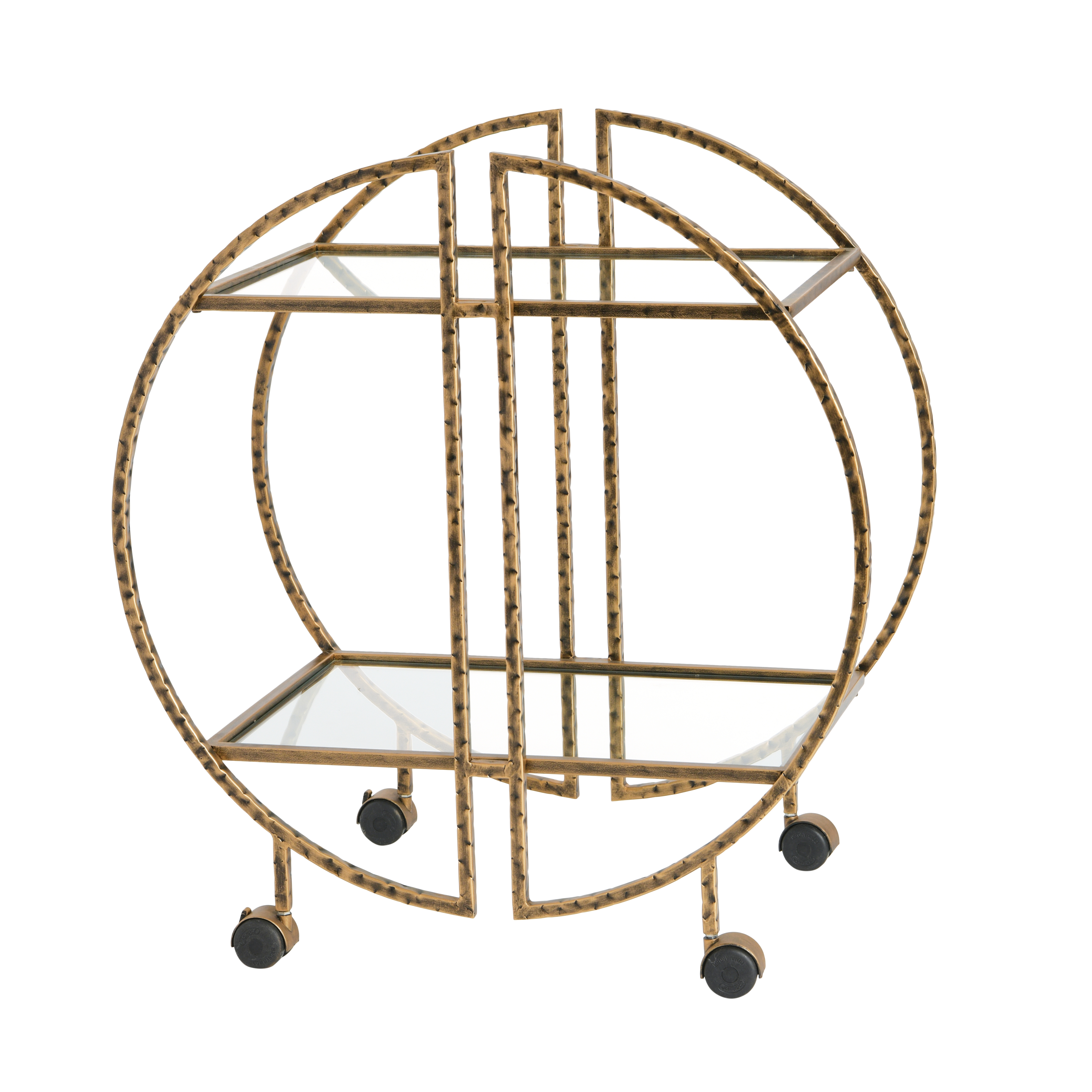 Modern Hammered Brass Round Bar cart - Image 0