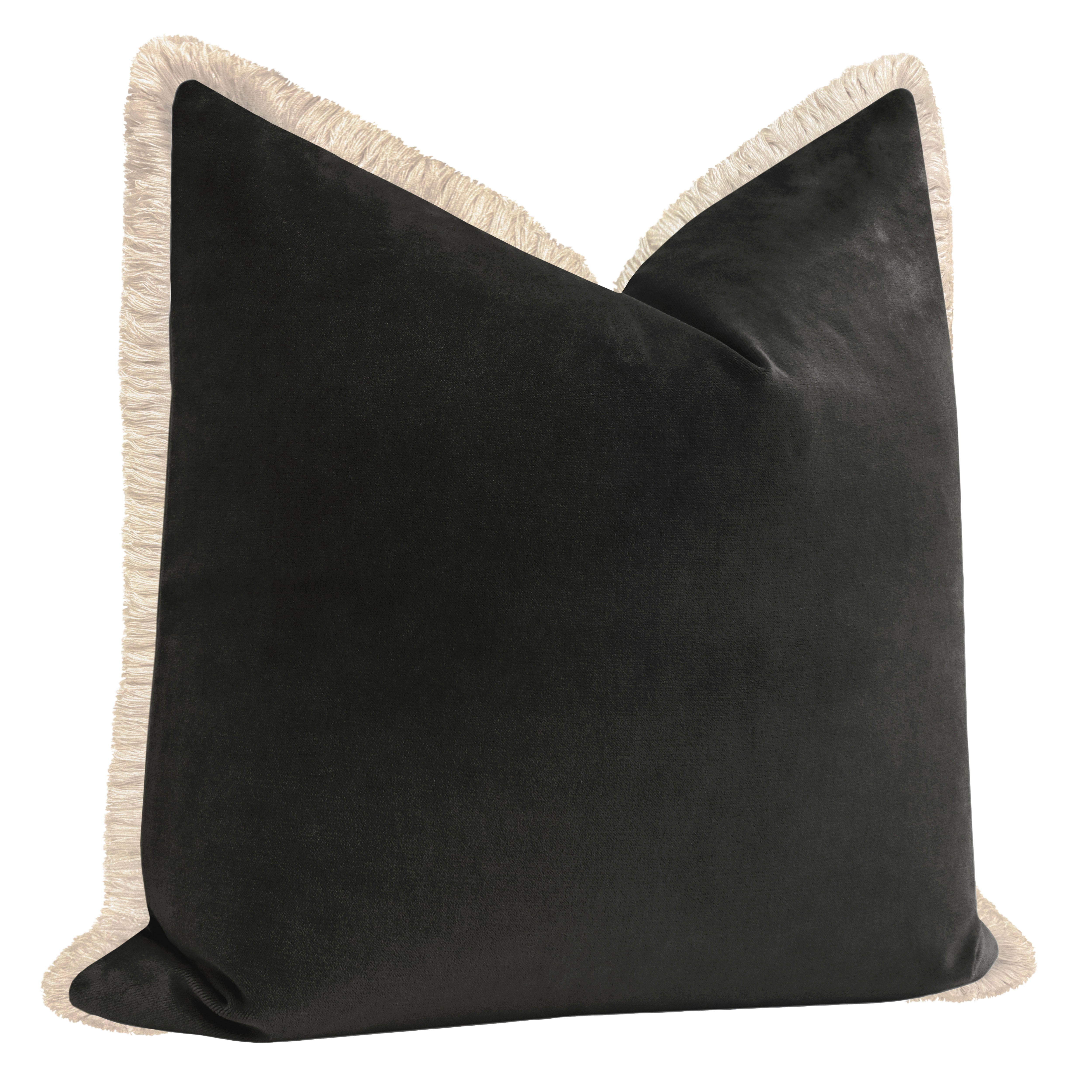 SOCIETY VELVET // GRAPHITE + FRINGE - Sample 4" X 4" / Natural Fringe - Image 2