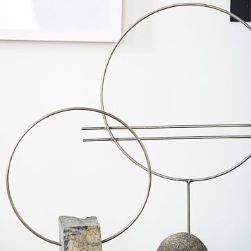 River Rock + Metal Sculpture, Brass, Medium - Image 1