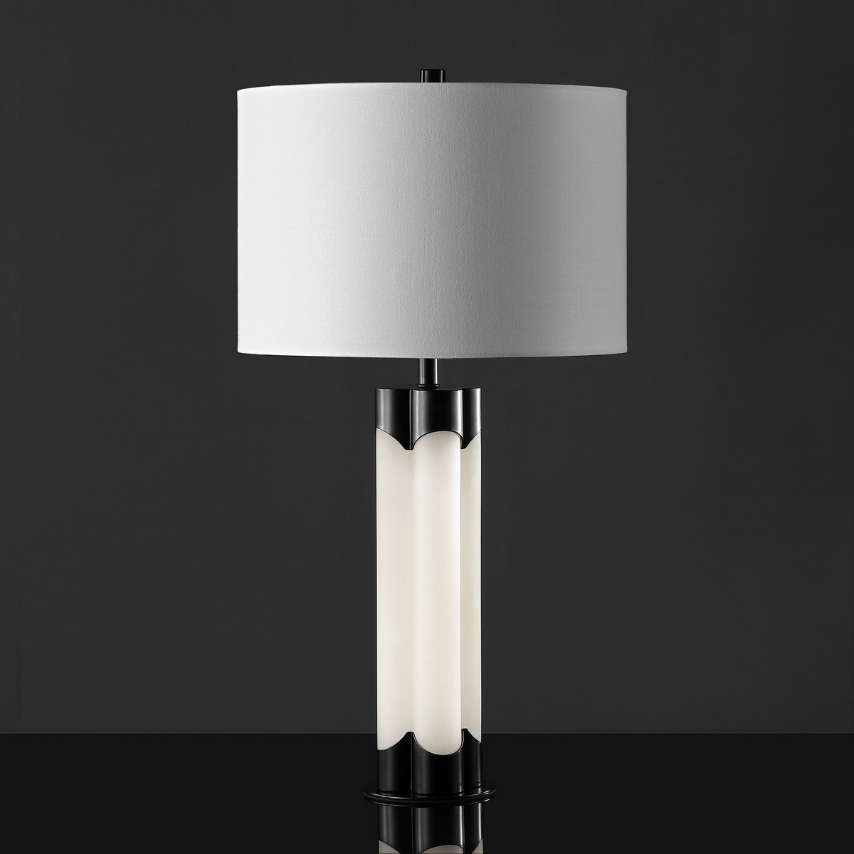 Safavieh Couture Chavez Alabaster Table Lamp - White/Black - Image 0