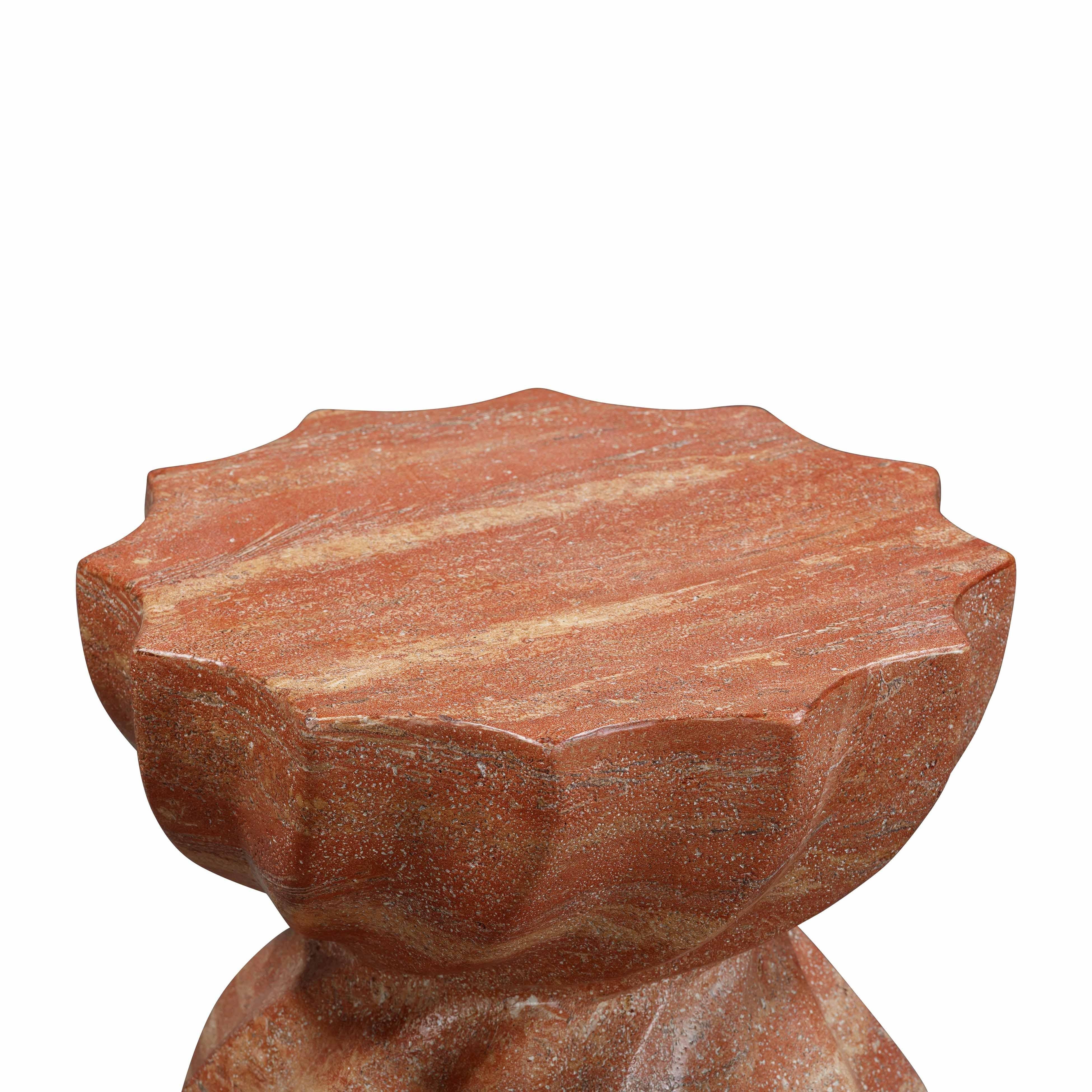 Turin Faux Red Sandstone Indoor / Outdoor Concrete Stool - Image 2