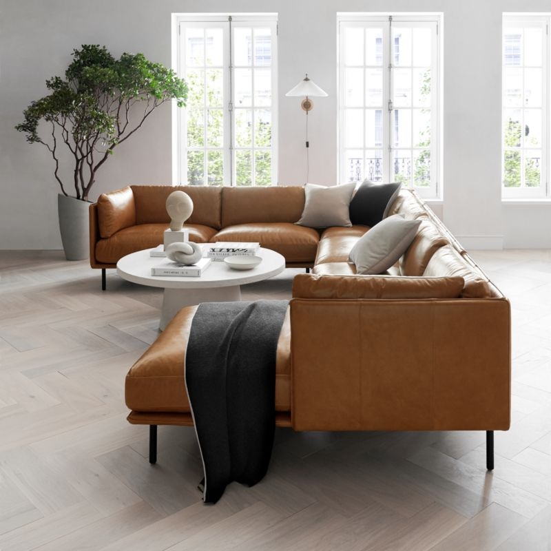 Wells 4-Piece L-Shaped Leather Sectional Sofa with Chaise Lounge - Image 6