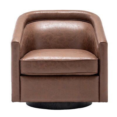 Kiersten 28.7" W Faux Leather Swivel Barrel Chair - Image 0