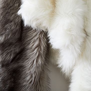 Faux Fur Brushed Tips Throw, White, 47x60 - Image 1