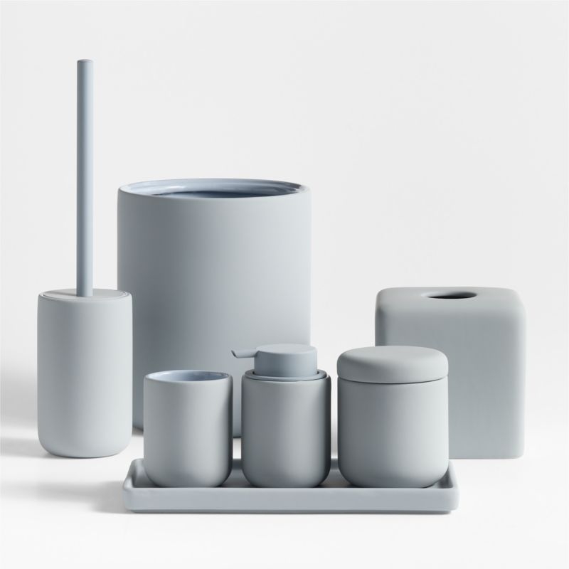 Varick Blue Silicone Coated Trash Can - Image 1