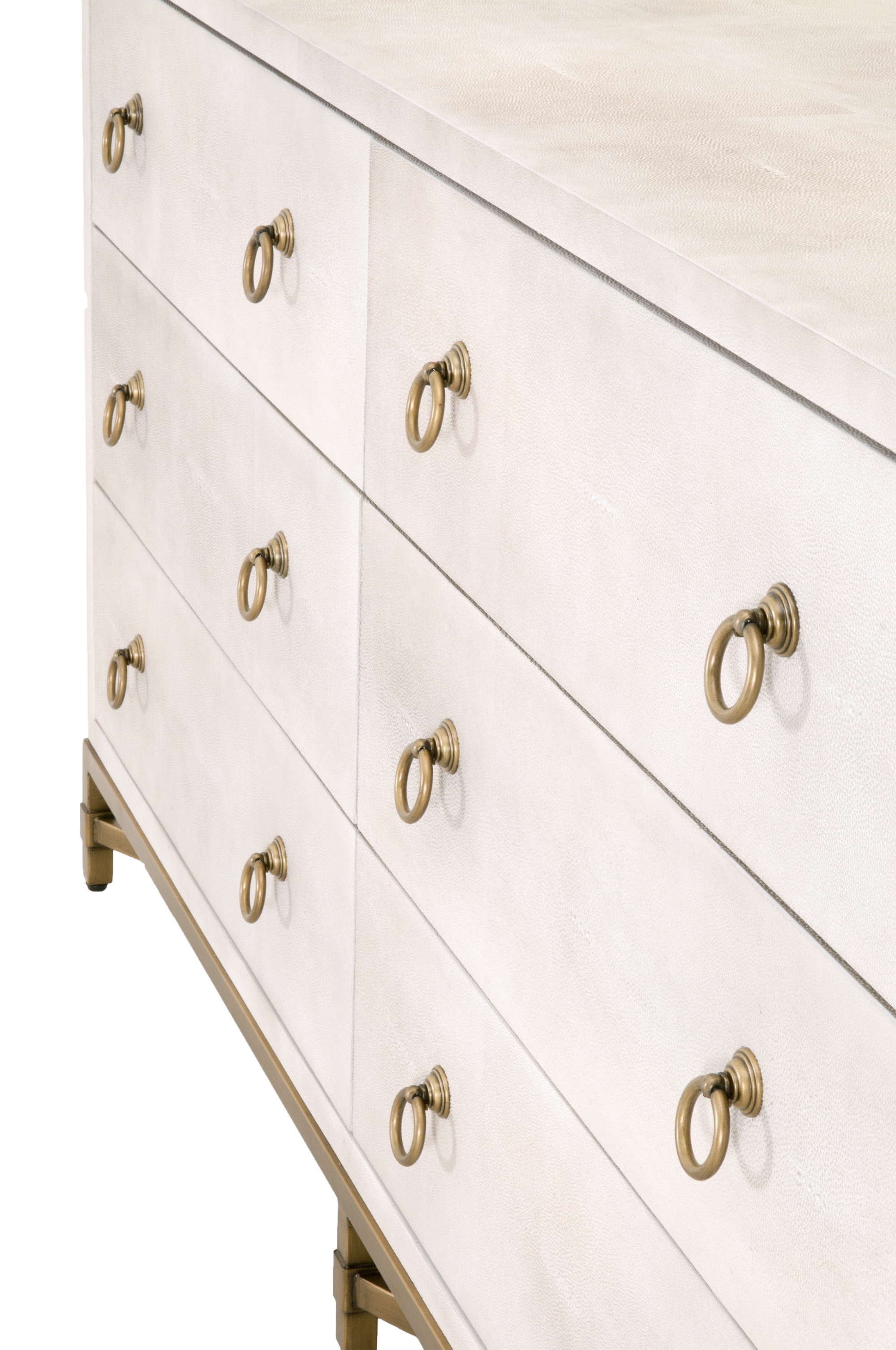 Colette Shagreen 6-Drawer Double Dresser, White & Gold - Image 6