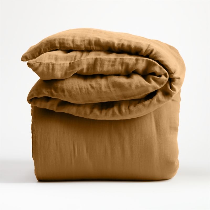 Supersoft Kids Brulee Brown Organic Cotton Gauze Twin Duvet Cover - Image 1