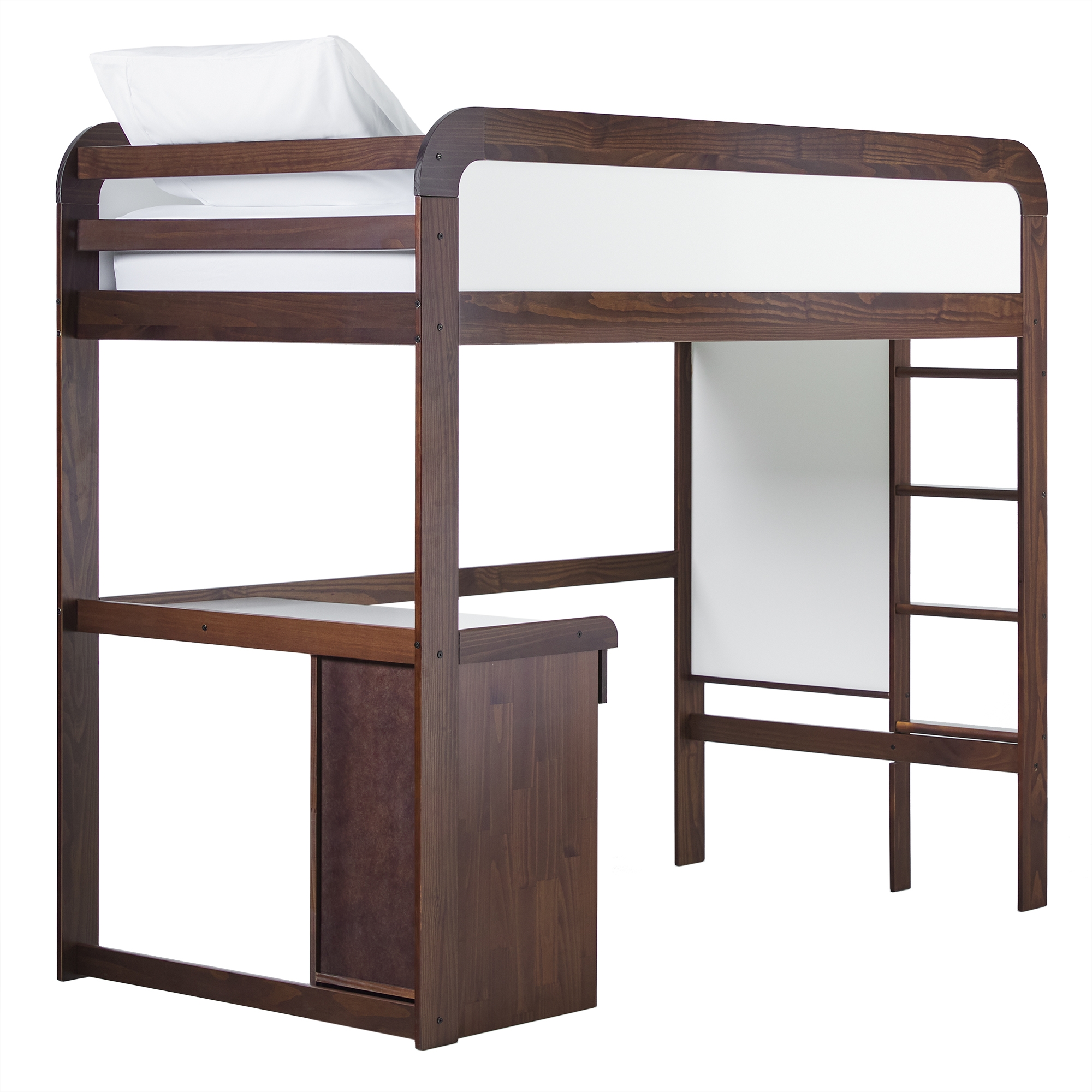 Adyn Contemporary Twin Loft Bunk Bed with Desk - Walnut - Image 5