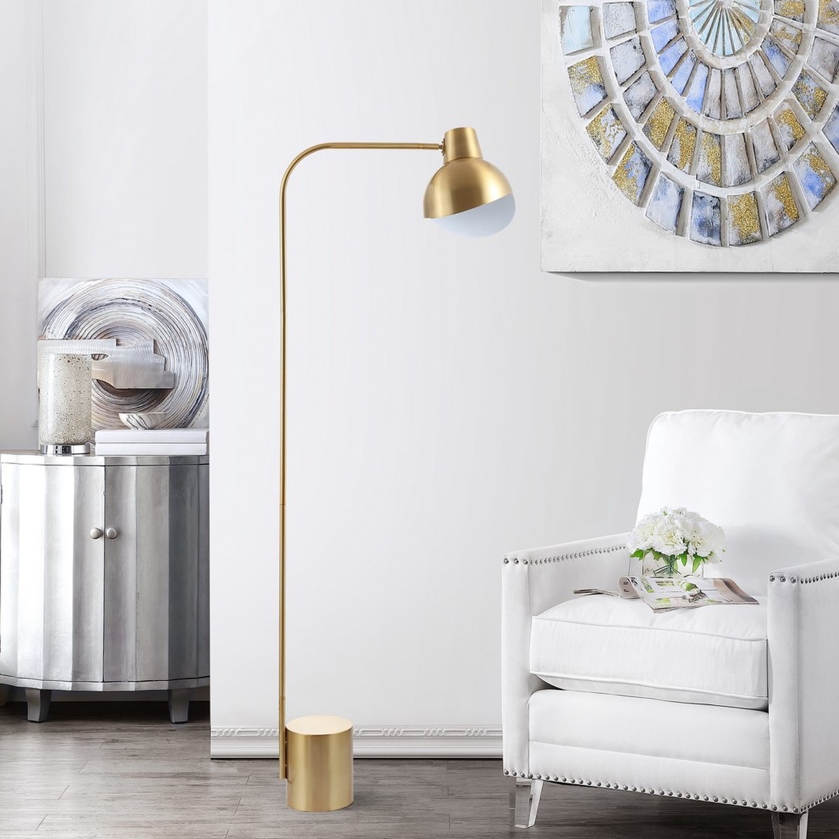 Violetta Floor Lamp - Brass Gold - Safavieh - Image 1