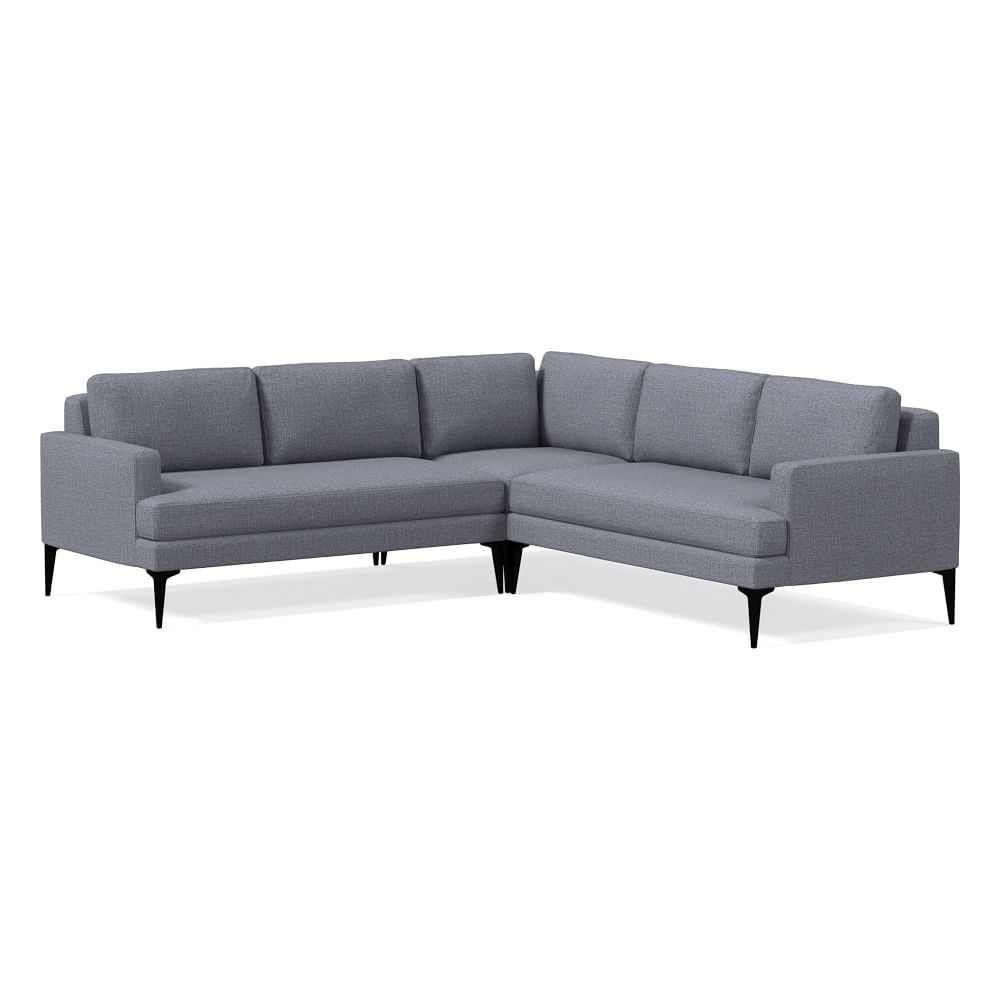 Andes 90" Multi Seat 3-Piece L-Shaped Sectional, Petite Depth, Yarn Dyed Linen Weave, graphite, Dark Pewter - Image 0