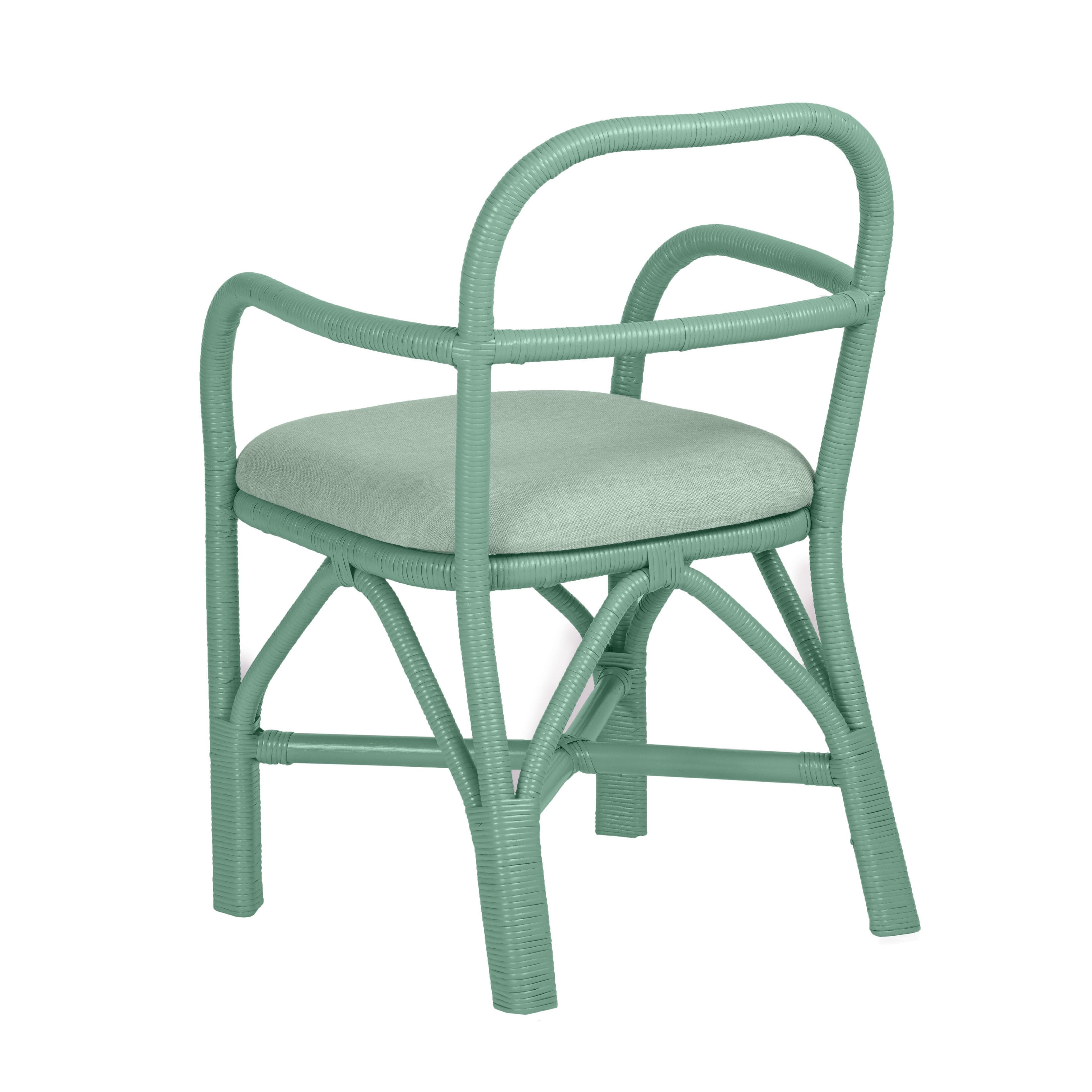 Ginny Green Rattan Dining Chair - Image 3