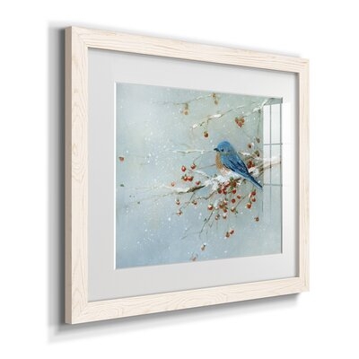 Blue Bird in Winter - Picture Frame Print on Paper - Image 0