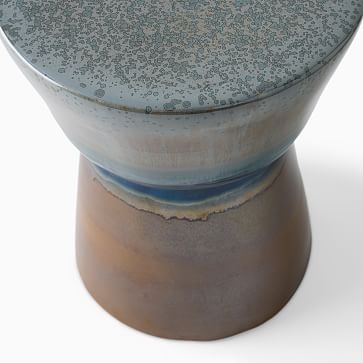 Faroe Ceramic 13" Side Table, Blue/Brown - Image 2