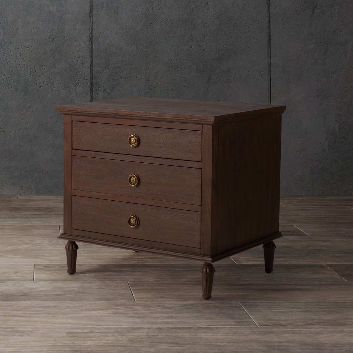 Lisabet 3 Drawer Wood Nightstand - Brown - Image 1