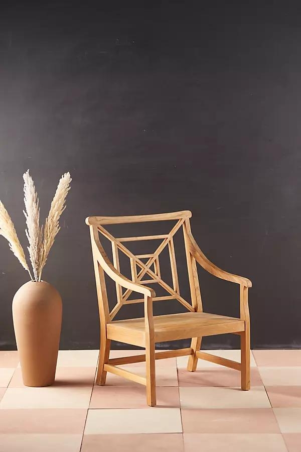 Fretwork Teak Chair - Image 0
