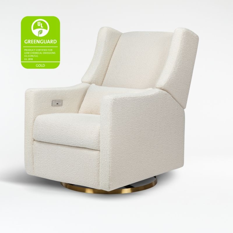 Babyletto Kiwi Ivory Boucle Nursery Power Recliner Chair with Gold Base - Image 5