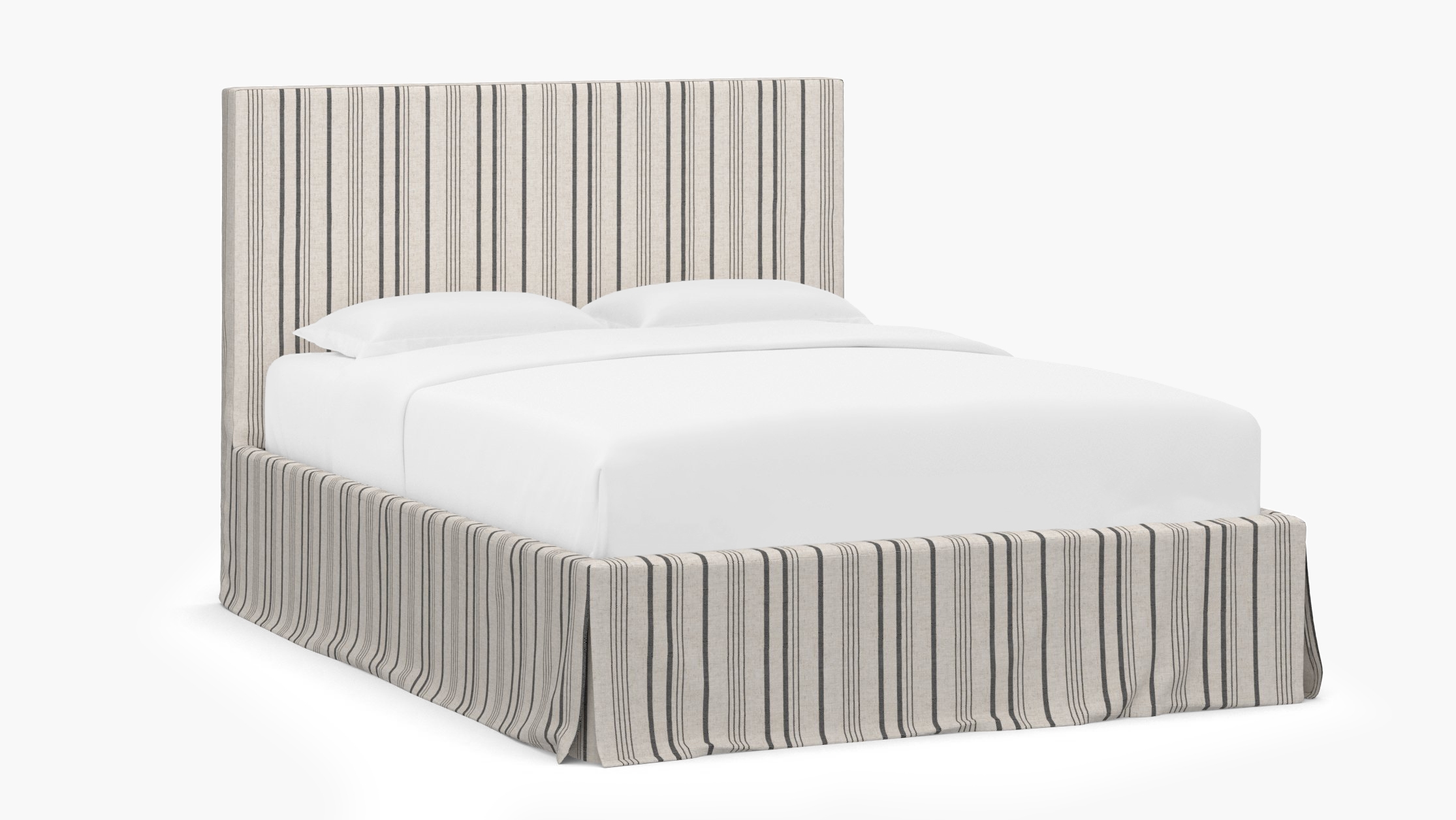 Slipcovered Bed, Black Market Stripe, Twin - Image 1