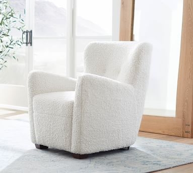 Hart Upholstered Armchair, Polyester Wrapped Cushions, Teddy Faux Fur Ivory - Image 2