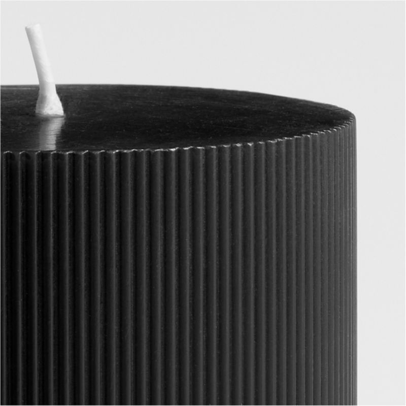 4"x8" Ribbed Black Pillar Candle - Image 2