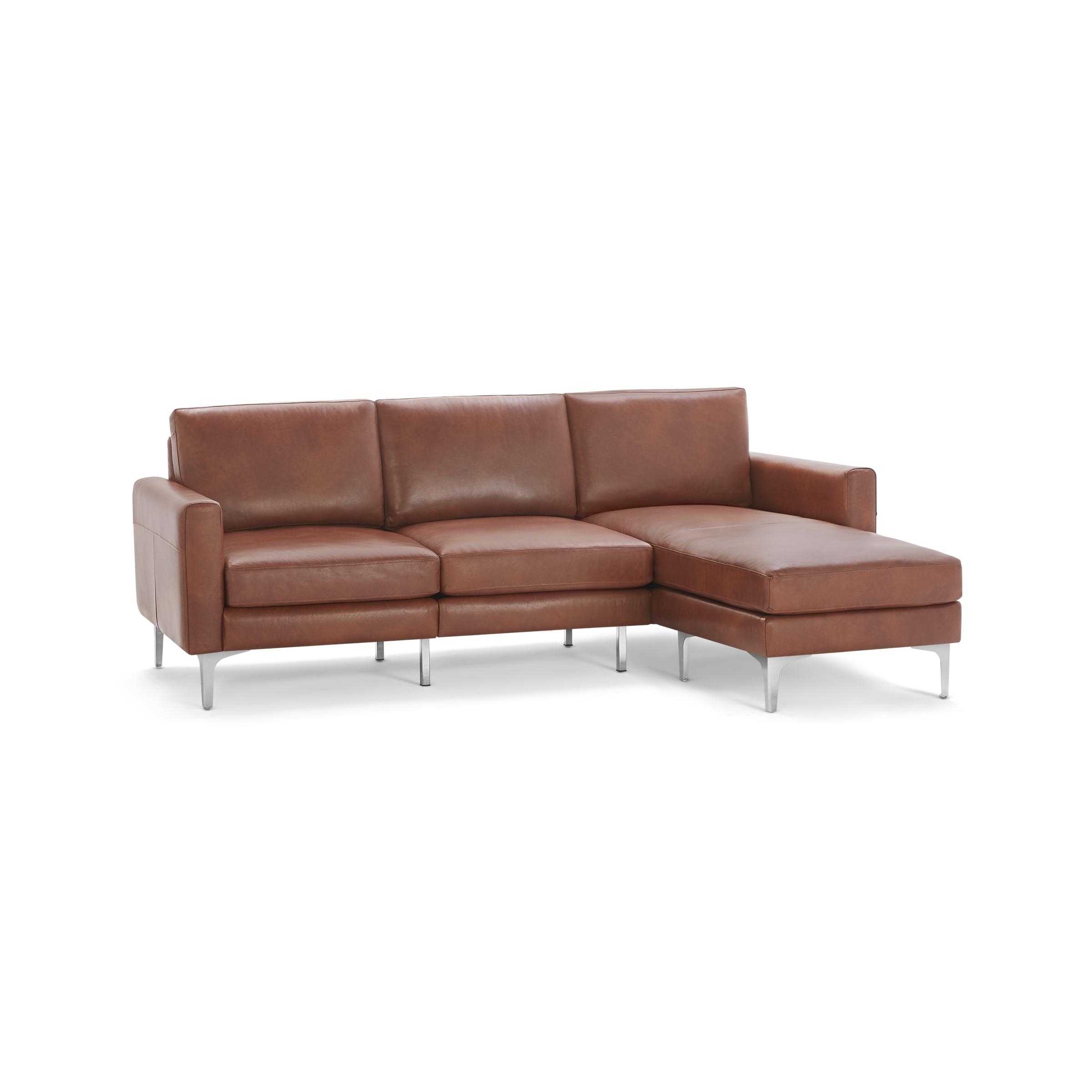 Nomad Leather Sectional - Chestnut - Top Grain Leather / Chrome - Metal / Block - Image 0