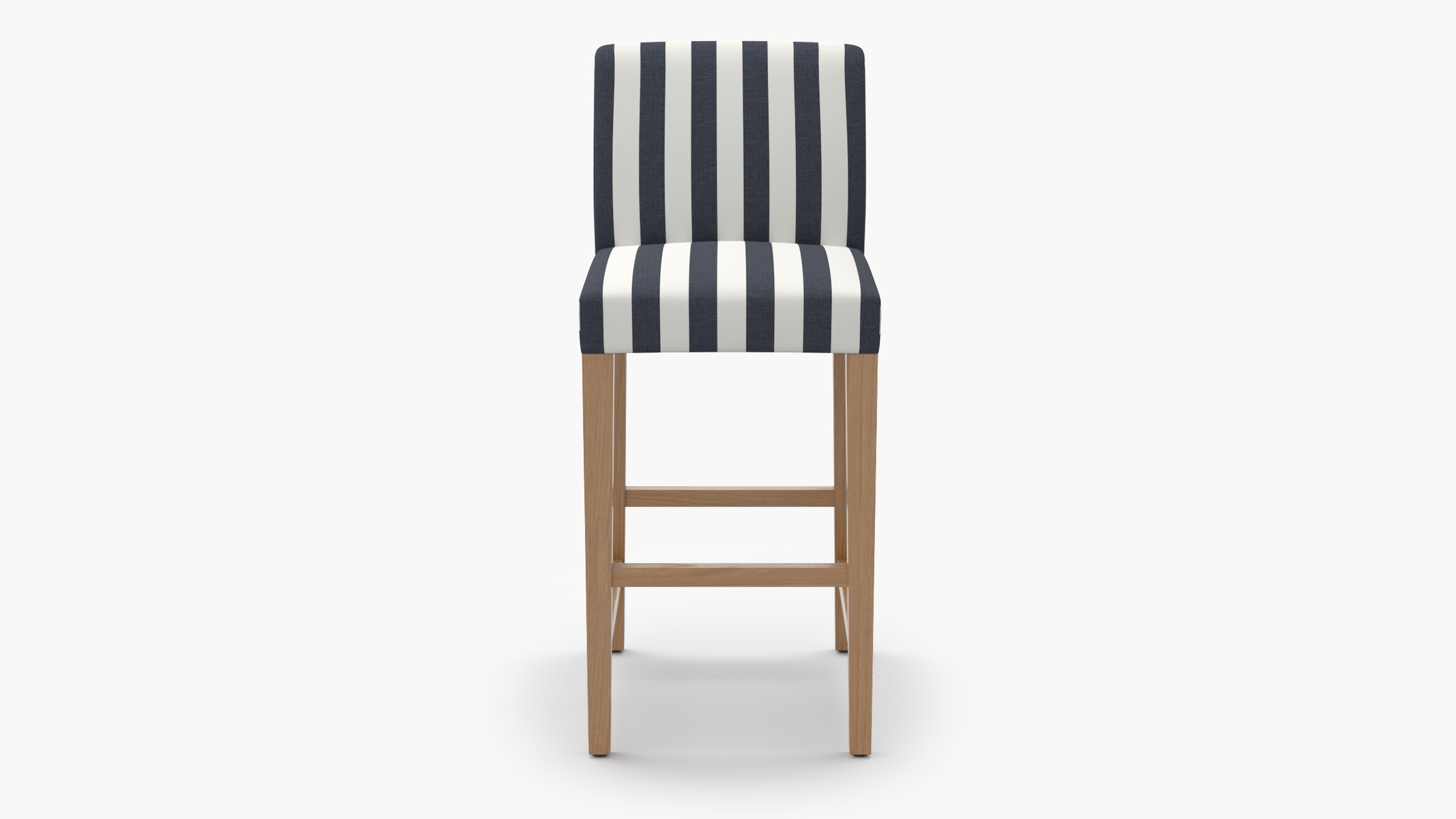 Signature Dining Bar Stool, Navy Cabana Stripe, Natural Square Tapered Leg - Image 0