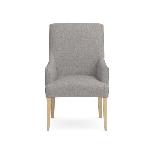 Belvedere Armchair, Standard Cushion, Perennials Performance Melange Weave, Fog, Natural Leg - Image 0
