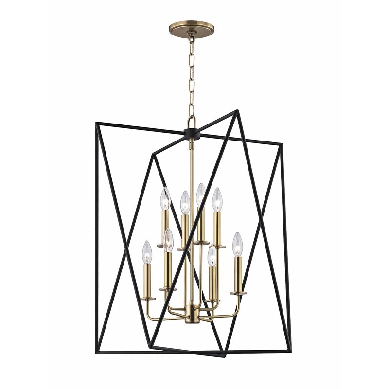 Hudson Valley Lighting Laszlo 8 - Light Candle Style Geometric Chandelier Finish: Polished Nickel, Size: 28.75" H x 28.75" W x 28.75" D - Image 0