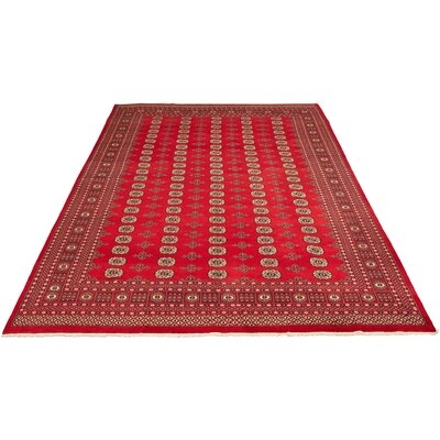 One-of-a-Kind Allal Hand-Knotted 2010s Bokhara Red 9'1" x 12'4" Wool Area Rug - Image 0