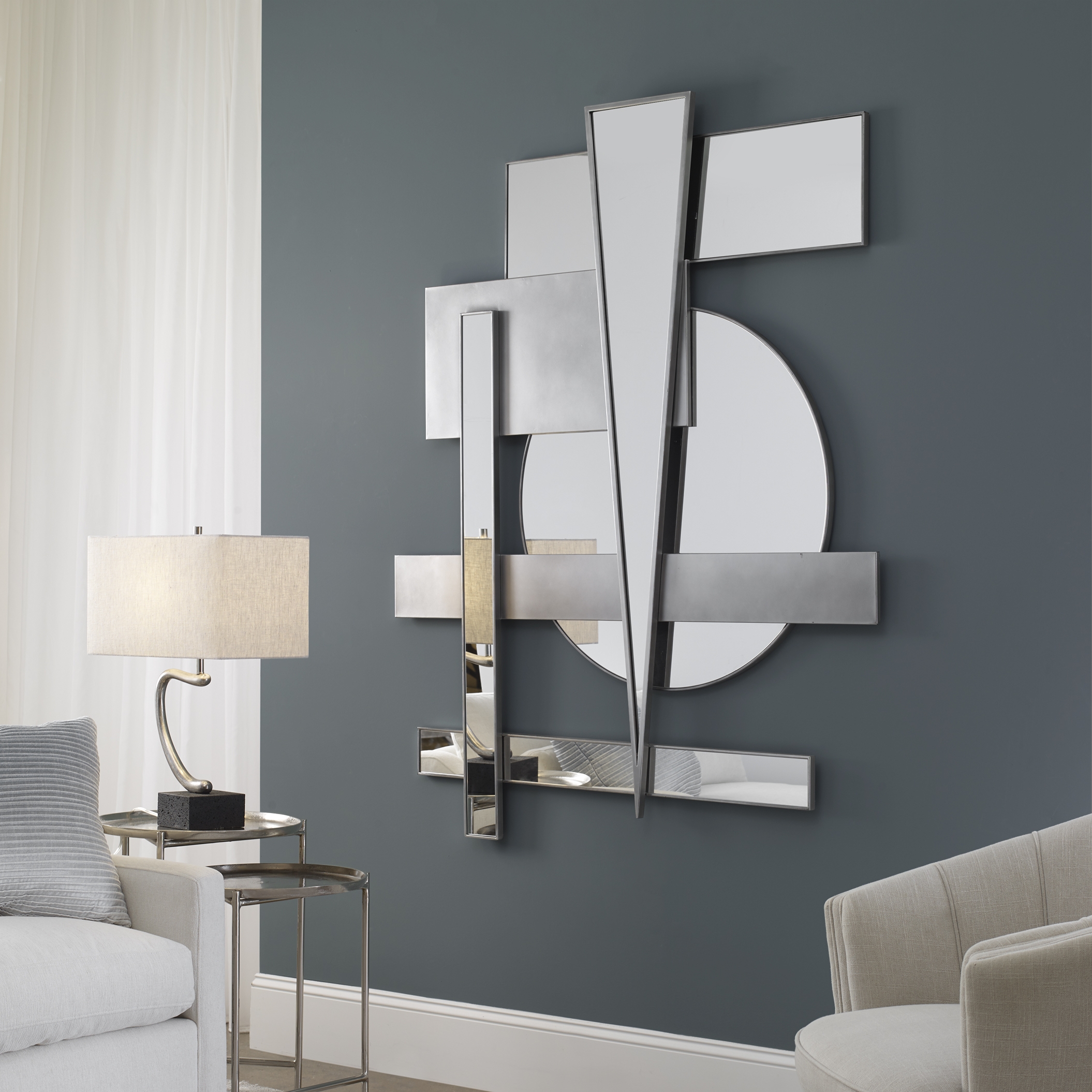 Wedge Mirrored Modern Wall Decor - Image 1