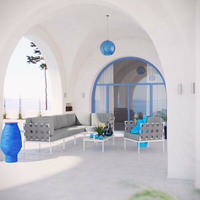 Harmony 7-piece Outdoor Patio Aluminum Sectional Sofa Set - Thumbnail 2