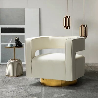 Aysha Upholstered Swivel Barrel Chair - Image 0