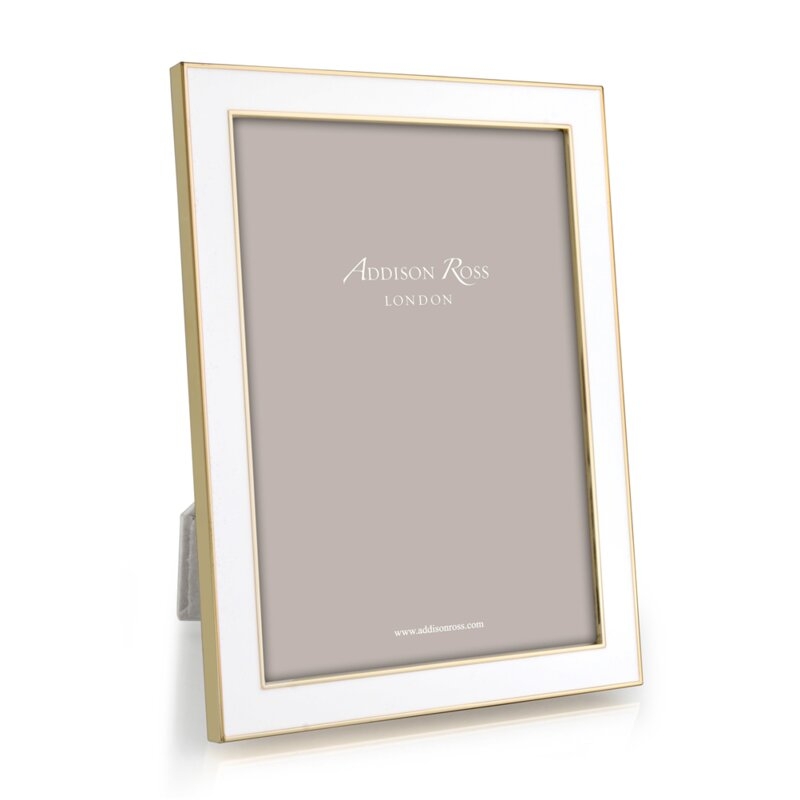 Addison Ross Enamel Picture Frame Color: White/Gold, Picture Size: 8" x 10" - Image 0