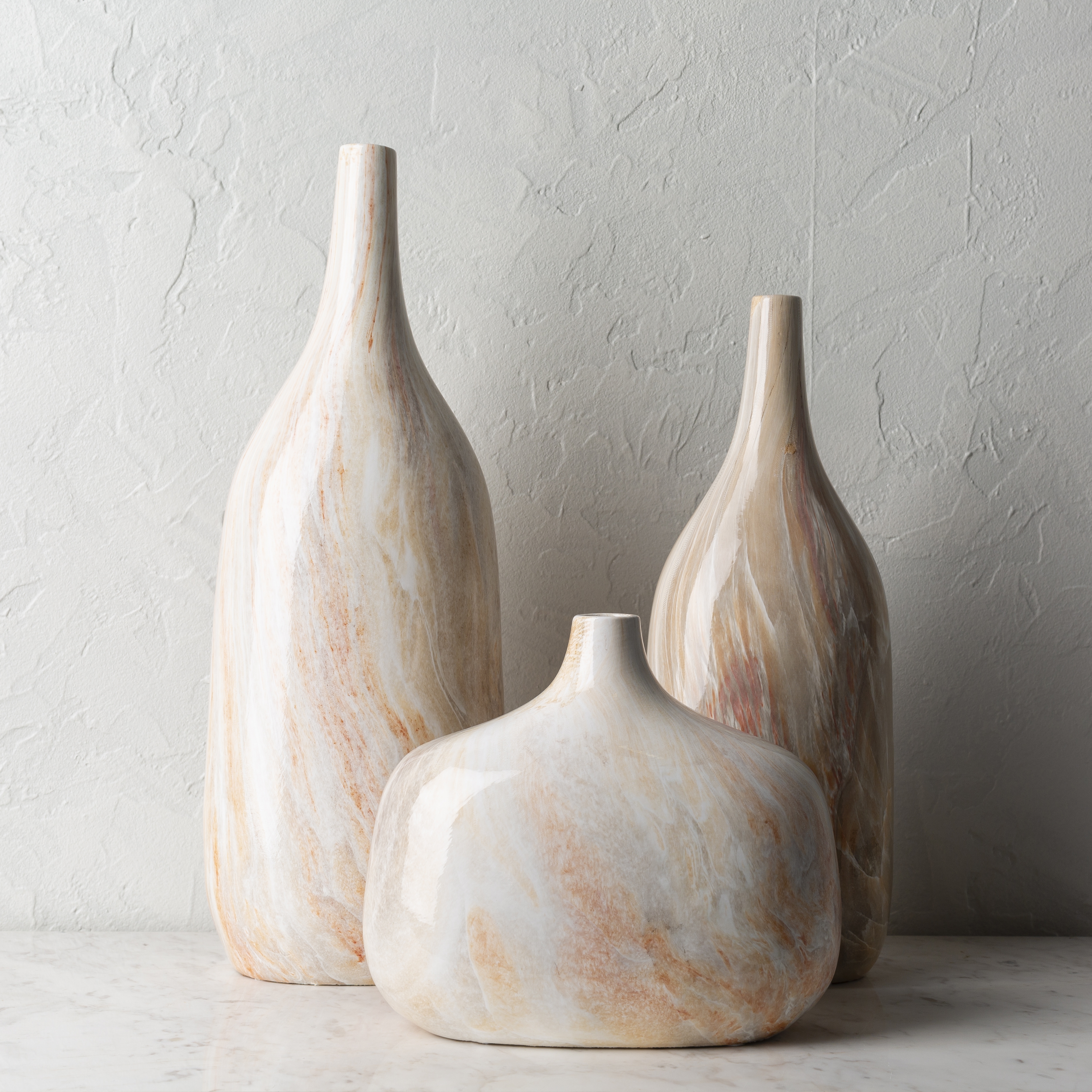 Marble MBL-002 18"H x 5"W x 7"D,  8"H x 5"W x 9"D,  15"H x 5"W x 6"D Vase - Image 2