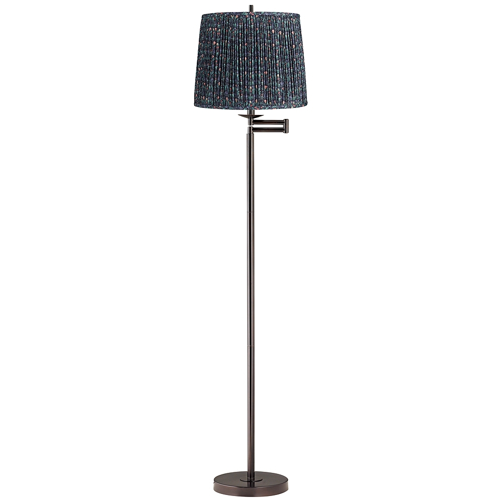 Gabrielle 60 1/2"H Bronze Swing Arm Floor Lamp with Sally Green Shade - Image 0