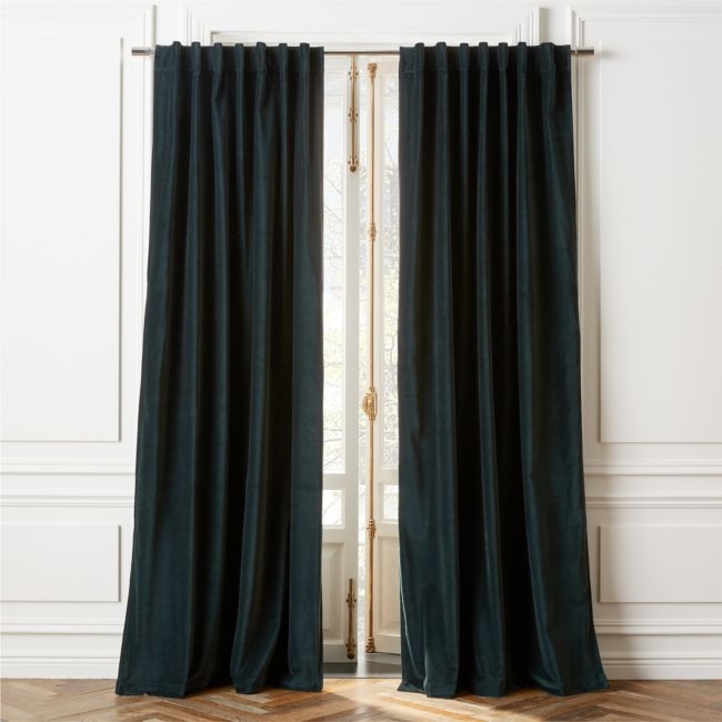 Velvet Dark Green Curtain Panel, 48"X96" - Image 0