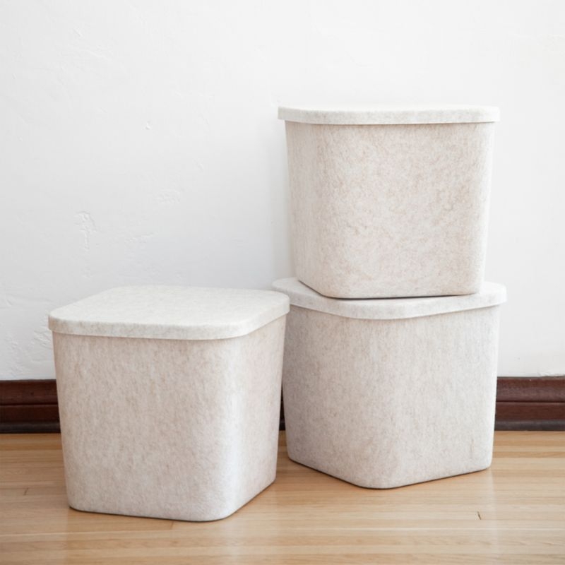 SortJoy Original Stone Sculpted Storage Bin with Lid, Set of 3 - Image 1