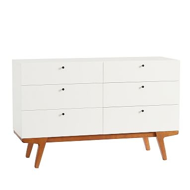 west elm x pbt Modern 6-Drawer Wide Dresser, White/Pecan - Image 0