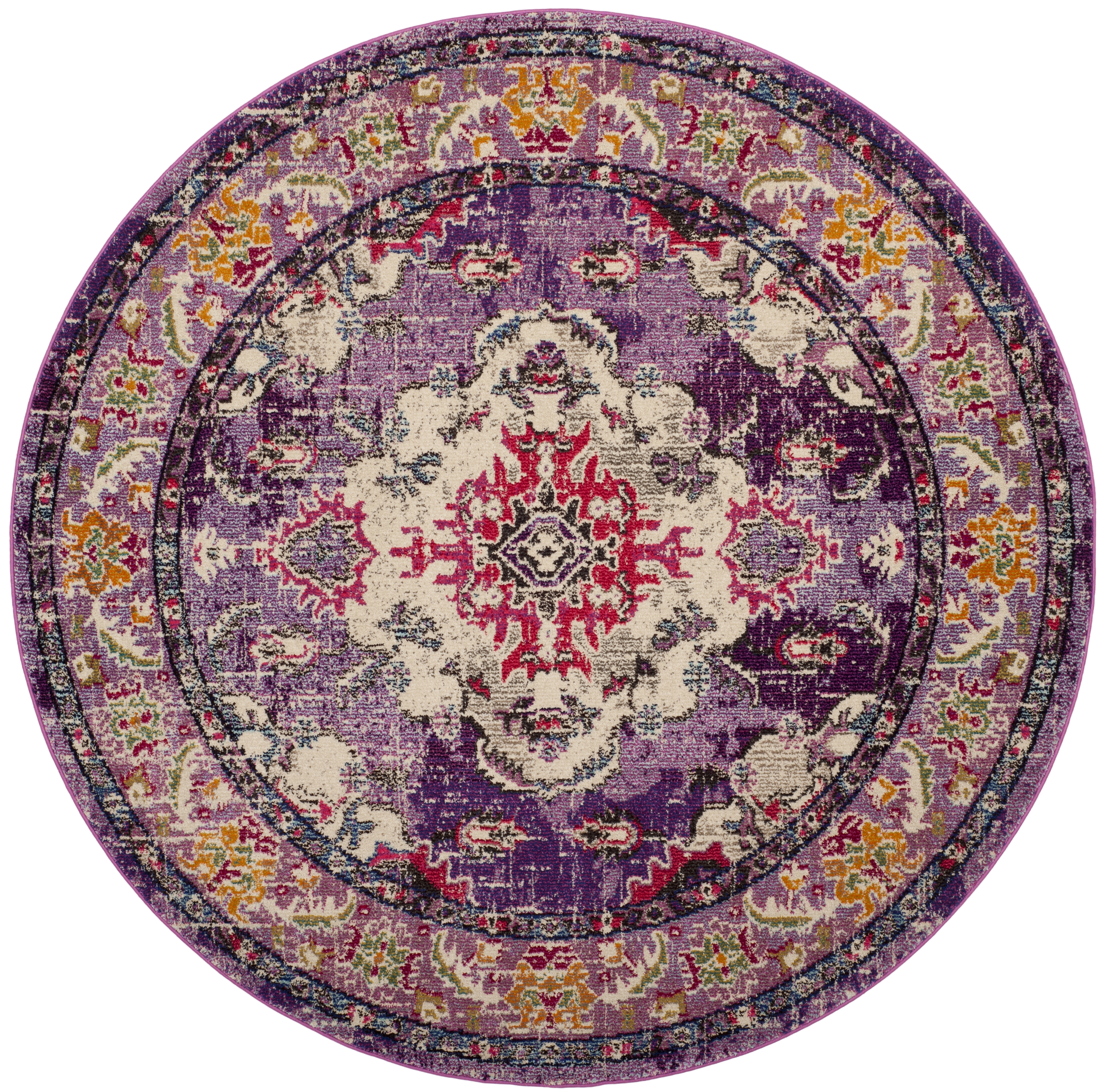 Arlo Home Woven Area Rug, MNC243P, Violet/Fuchsia,  6' 7" X 6' 7" Round - Image 0