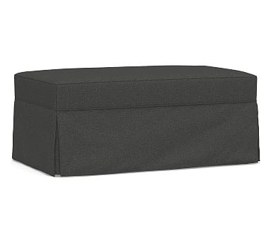 Buchanan Roll Arm Slipcovered Cocktail Storage Ottoman, Polyester Wrapped Cushions, Performance Boucle Charcoal - Image 0