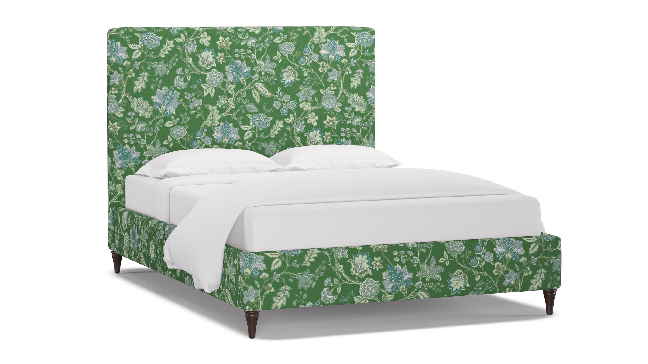 Classic Bed, Green La Vendee, Espresso Decorative Tapered Leg, Queen - Image 1