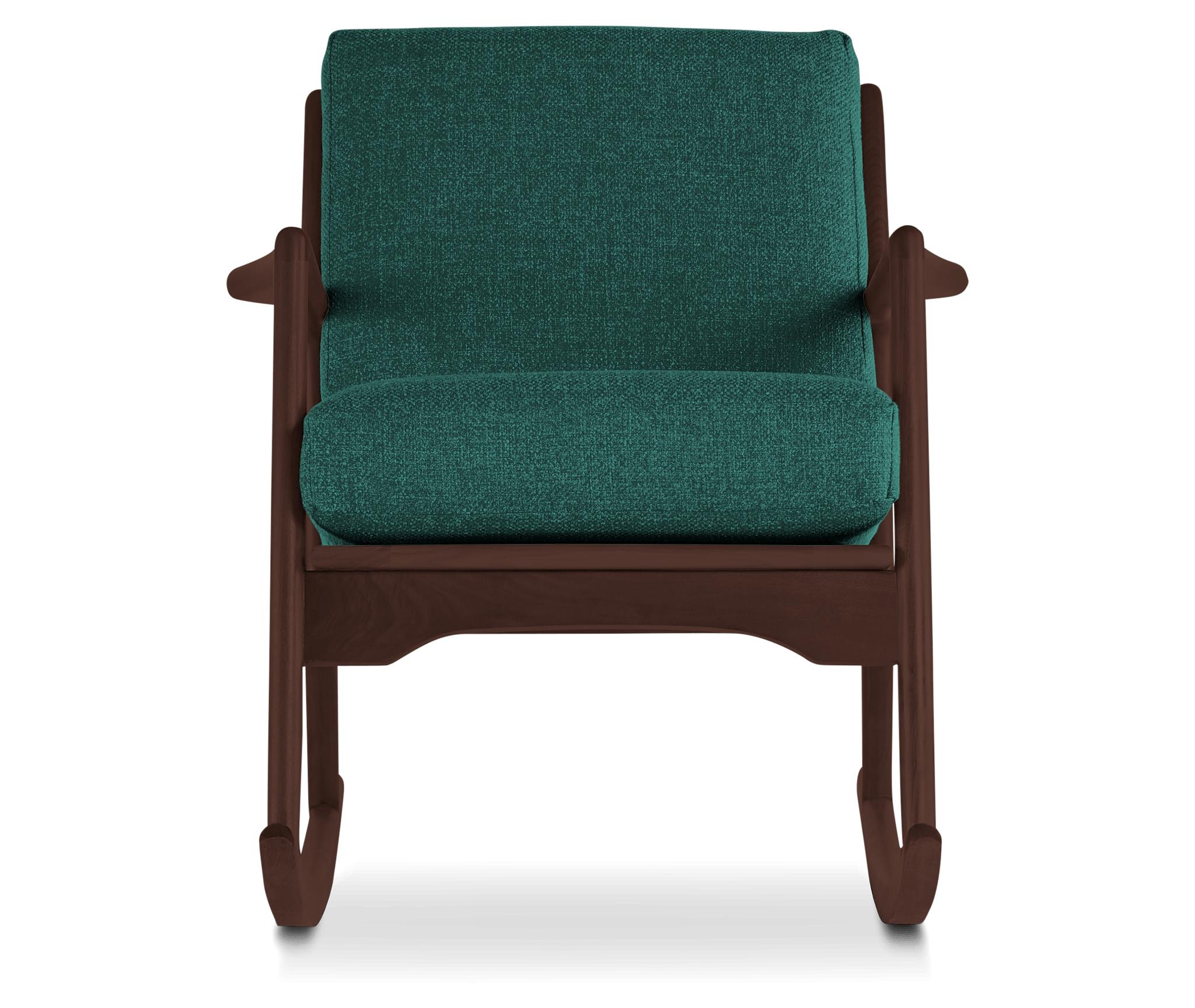 Blue Collins Mid Century Modern Rocking Chair - Prime Peacock - Walnut - Image 0
