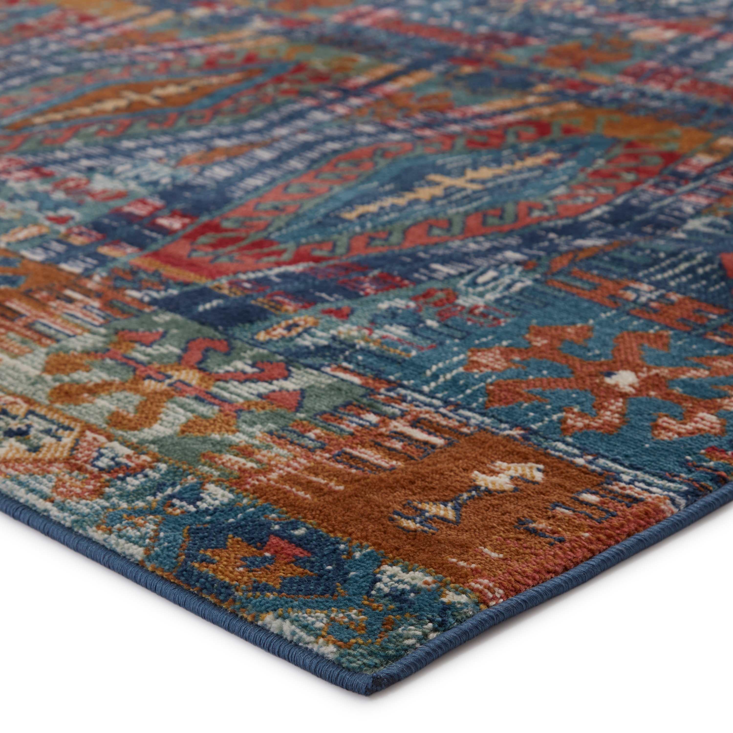 Vibe By Miron Trellis Blue/ Red Area Rug (7'6"X9'6") - Image 1