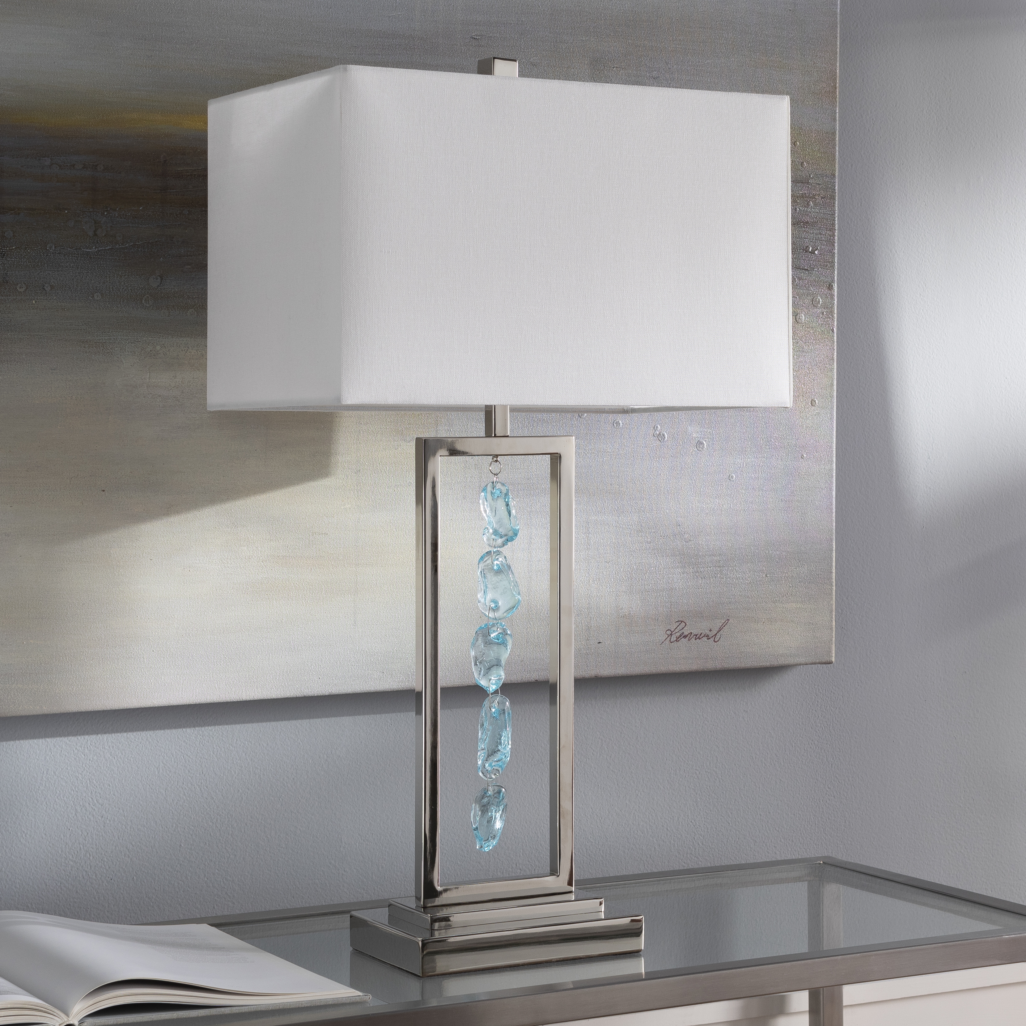 Aurelia Aqua Translucent 28"H x 16"W x 16"D Accent Table Lamp - Image 1