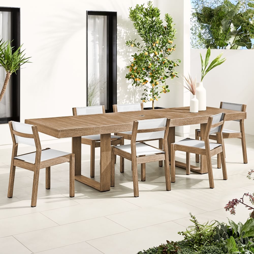 Portside Outdoor Textaline Dining Chairs, Driftwood, Set of 6 - Image 1