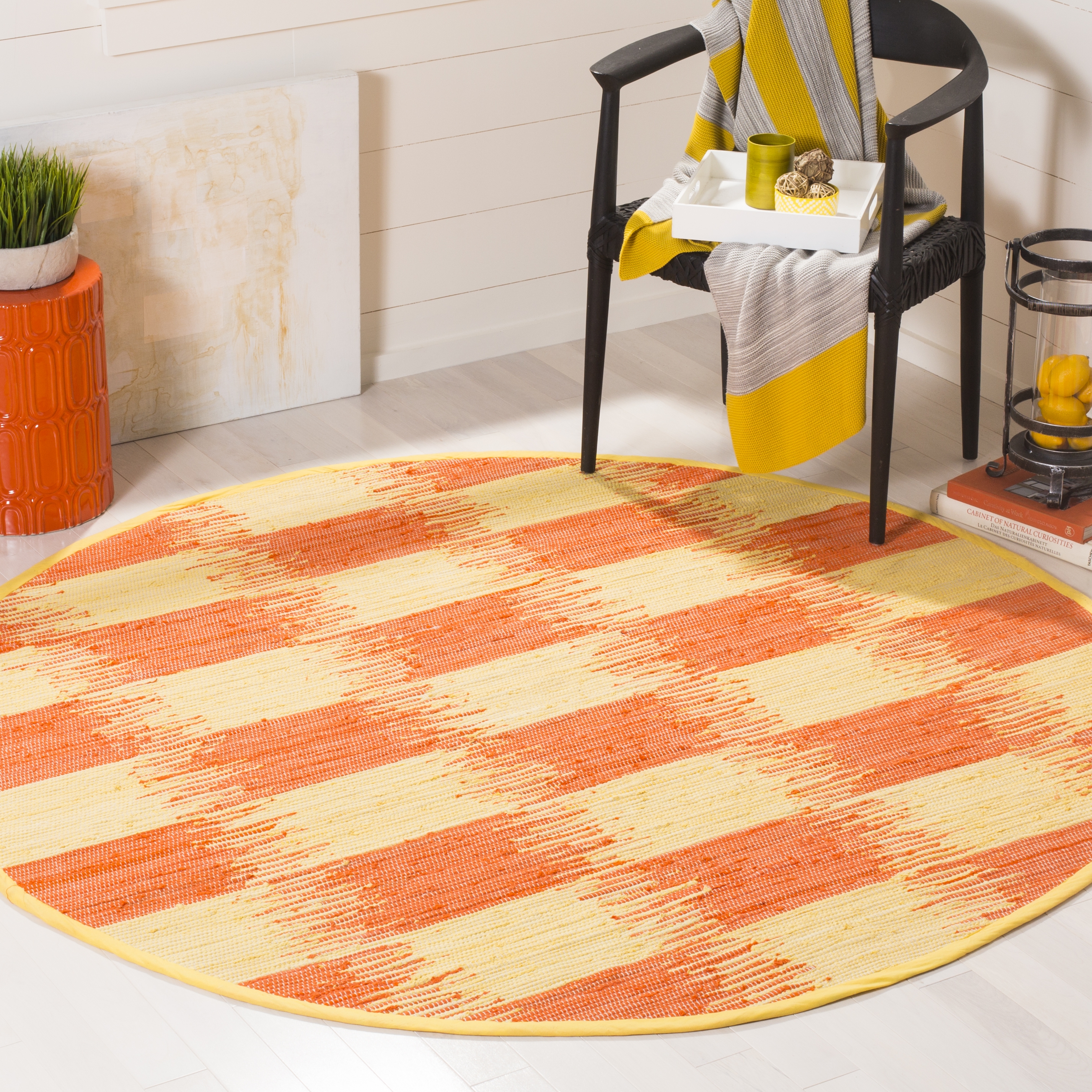 Arlo Home Hand Woven Area Rug, MTK721C, Yellow/Orange,  6' X 6' Round - Image 1